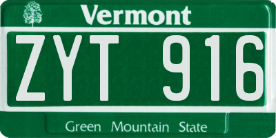 VT license plate ZYT916
