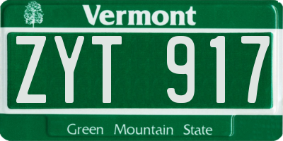VT license plate ZYT917