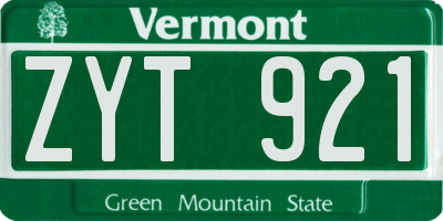 VT license plate ZYT921