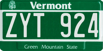 VT license plate ZYT924