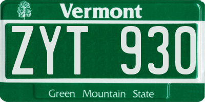 VT license plate ZYT930