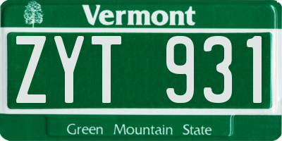 VT license plate ZYT931
