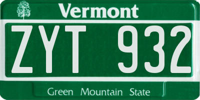 VT license plate ZYT932