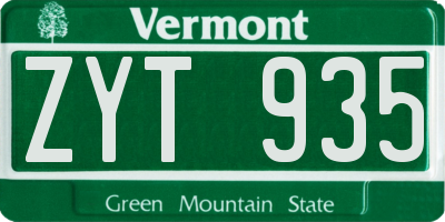 VT license plate ZYT935