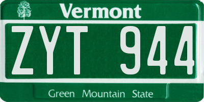 VT license plate ZYT944