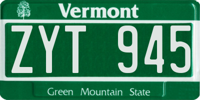 VT license plate ZYT945