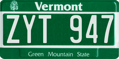 VT license plate ZYT947