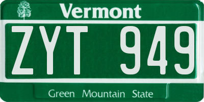 VT license plate ZYT949