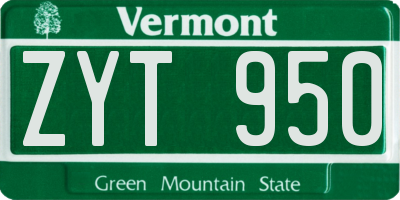 VT license plate ZYT950