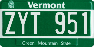 VT license plate ZYT951