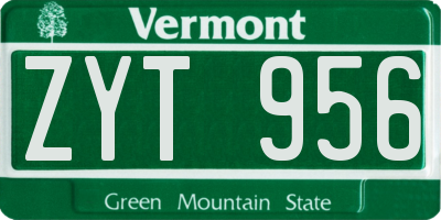 VT license plate ZYT956