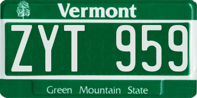 VT license plate ZYT959