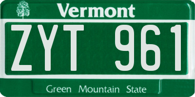 VT license plate ZYT961