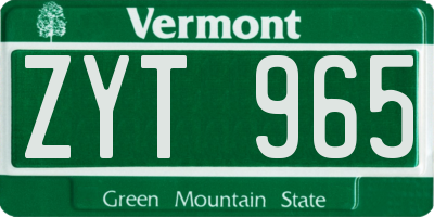 VT license plate ZYT965