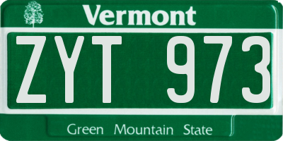 VT license plate ZYT973