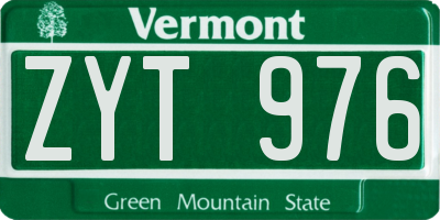 VT license plate ZYT976