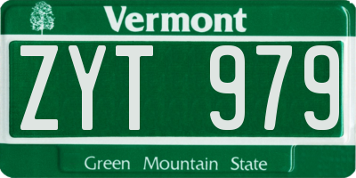 VT license plate ZYT979