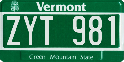 VT license plate ZYT981