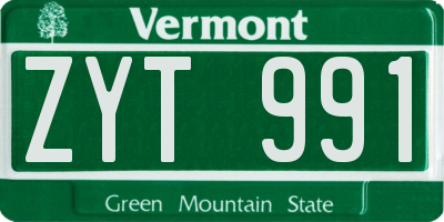 VT license plate ZYT991