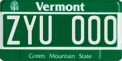 VT license plate ZYU000