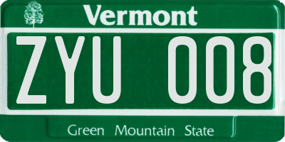 VT license plate ZYU008