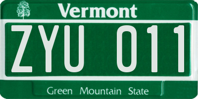 VT license plate ZYU011