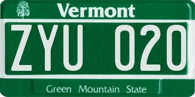 VT license plate ZYU020