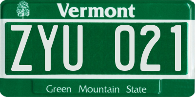 VT license plate ZYU021