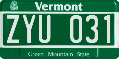 VT license plate ZYU031