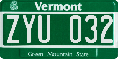 VT license plate ZYU032