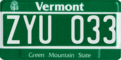 VT license plate ZYU033