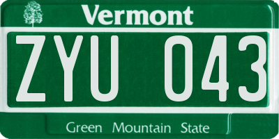 VT license plate ZYU043