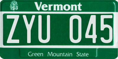 VT license plate ZYU045