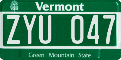 VT license plate ZYU047