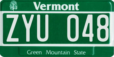 VT license plate ZYU048