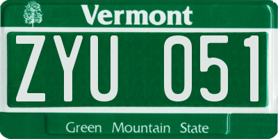 VT license plate ZYU051