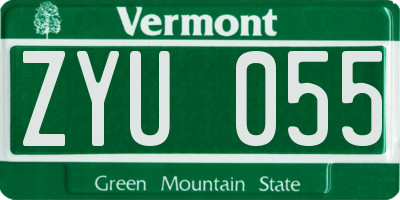 VT license plate ZYU055