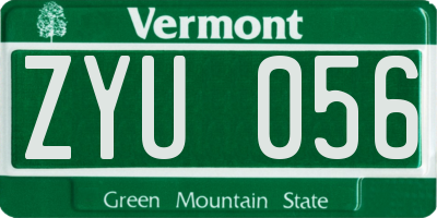 VT license plate ZYU056