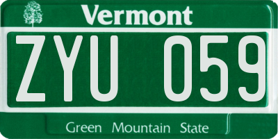 VT license plate ZYU059