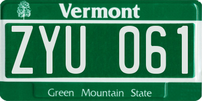 VT license plate ZYU061