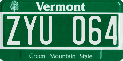 VT license plate ZYU064