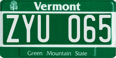 VT license plate ZYU065