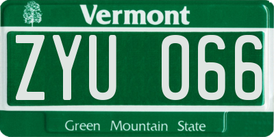 VT license plate ZYU066