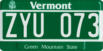 VT license plate ZYU073