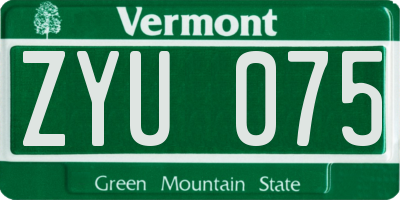 VT license plate ZYU075