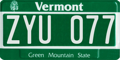 VT license plate ZYU077