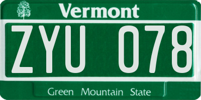 VT license plate ZYU078