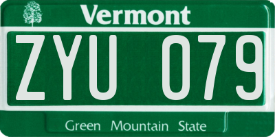 VT license plate ZYU079