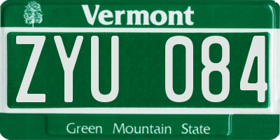 VT license plate ZYU084