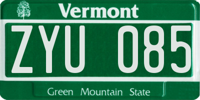 VT license plate ZYU085